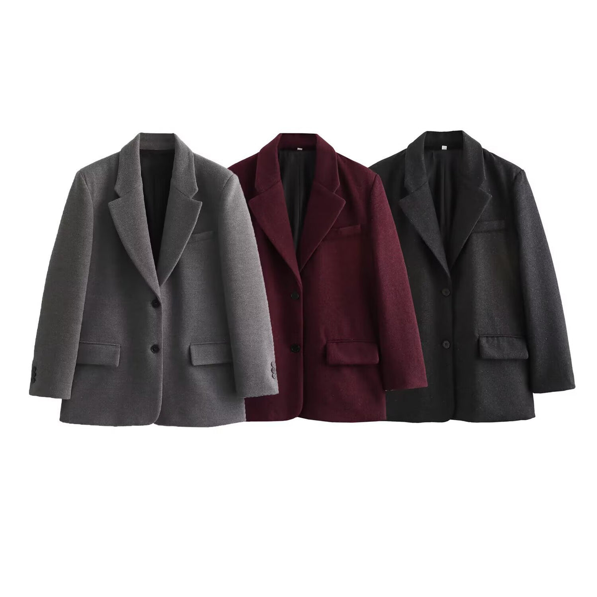 Women Long Wool Blend Double-Breasted Coat with Notched Collar and Flap Pockets Fashion Glam