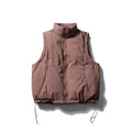 Ladies Lightly Padded Sleeveless Stand Collar Vest with Drawstring Hem Fashion Glam