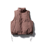 Ladies Lightly Padded Sleeveless Stand Collar Vest with Drawstring Hem Fashion Glam