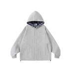 Unisex Oversize Hoodie with checkered lined hood and snap button placket Fashion Glam