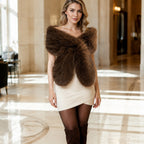 Women's Luxurious Reversible Faux Fur Shoulder Stole with V-Shape Fashion Glam