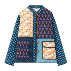 Women Padded Patchwork Quilted Jacket with Toggle Closures and Patch Pockets Fashion Glam