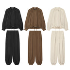 Women's Lightweight Blouson Jacket with Gathered Stand Collar, Balloon Sleeves, and Drawstring Fashion Glam