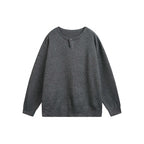 Unisex Oversize fine knit pullover with short Henley closure and structured mélange quality Fashion Glam
