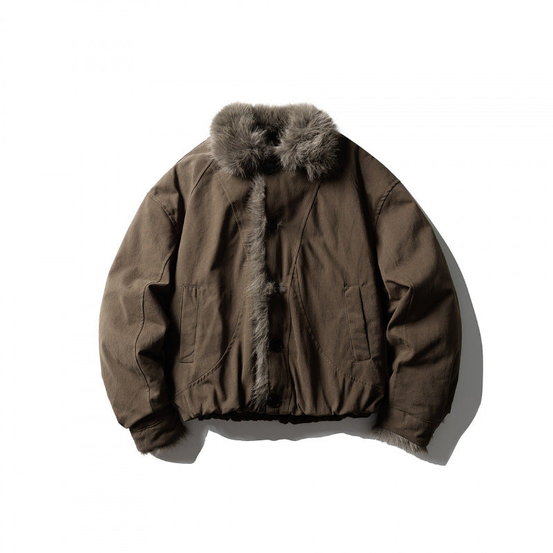 Men's short jacket in boxy bomber style with teddy trim and thermal lining Fashion Glam