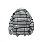 Unisex Oversize-Long Sleeve-Rugby Shirt with Contrast Collar and Distinctive Striped Pattern Fashion Glam