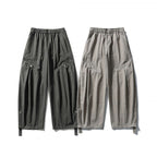 Unisex Wide Cropped Cargo Pants with Drawstring Waistband, Multifunctional Flap Pockets, and Adjustable Leg Straps Fashion Glam