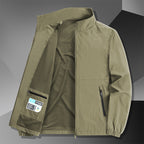 Men's Lightweight Cotton Blend Transitional Jacket with Stand-Up Collar and Concealed Zipper Fashion Glam