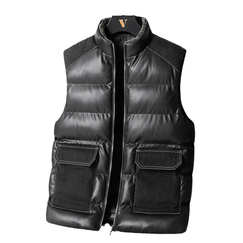 Men's padded quilted vest with cargo pockets and high collar Fashion Glam