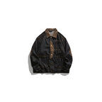 Men's Boxy Denim Work Jacket with Cord Collar, Flap Pockets and Elbow Patches Fashion Glam