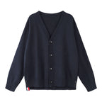 Unisex Oversize V‑Neck Knitted Cardigan with Button Placket and Side Press Buttons Fashion Glam