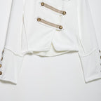 Ladies short-cut military-inspired blazer with decorative button plackets and epaulettes Fashion Glam
