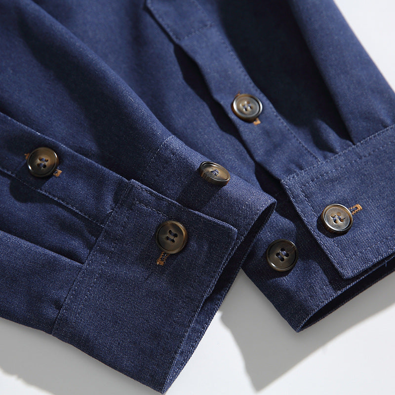 Men's overshirt-jacket in worker look with contrasting leather-look chest pocket Fashion Glam