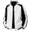 Men's Retro College Jacket with Snap Button Closure, Raglan Sleeves and Ribbed Cuffs Fashion Glam