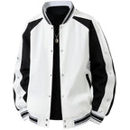 Men's Retro College Jacket with Snap Button Closure, Raglan Sleeves and Ribbed Cuffs Fashion Glam