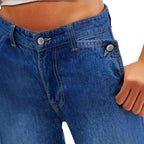 Women High-Waist Denim Palazzo Pants with Flowing A-Line and Wide Leg Fashion Glam
