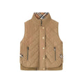 Women's Quilted Sleeveless Bodywarmer with Stand-Up Collar, Zipper, Snap Button Placket and Ribbed Hem Fashion Glam