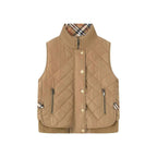Women's Quilted Sleeveless Bodywarmer with Stand-Up Collar, Zipper, Snap Button Placket and Ribbed Hem Fashion Glam