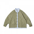 Unisex Oversize Shirt Jacket in Worker Style with Patch Flap Pockets and Contrasting Placket Fashion Glam