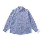 Unisex Oversize-Long Sleeve Shirt made of lightweight textured cotton with a Kent collar and fine striped border Fashion Glam