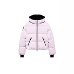 Women's short padded bomber-style hooded jacket with elastic hem and zippered pockets Fashion Glam