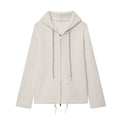 Women's chunky knit hooded jacket with zipper and drawstring Fashion Glam
