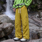 Unisex Water-repellent technical Cargo pants with wide leg, zip pockets and drawstring Fashion Glam