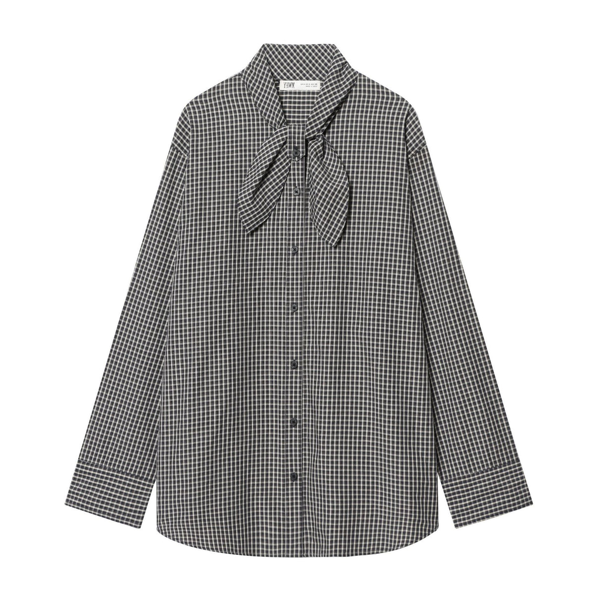 Ladies Checked Blouse Shirt with Bow Collar and Casual Fit Fashion Glam