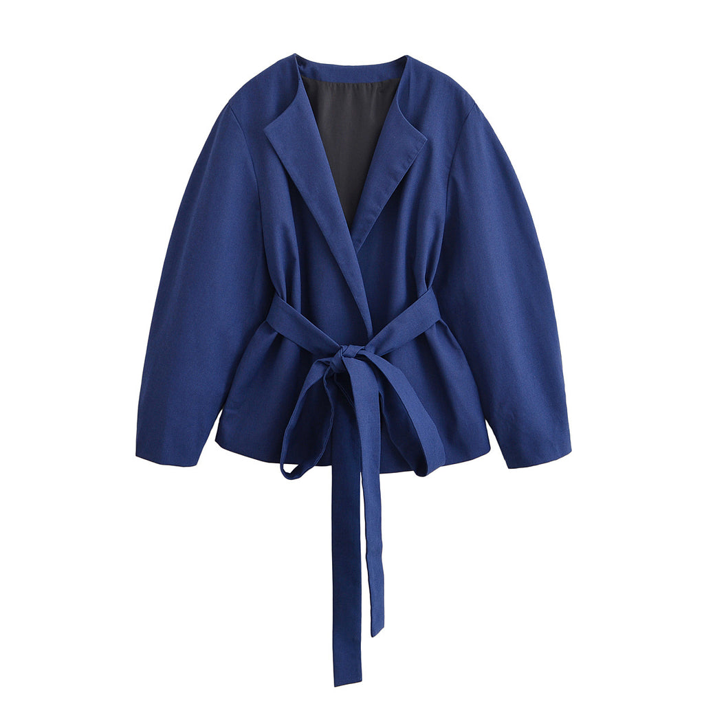 Women's short blazer in kimono style with tie belt and boxy silhouette Fashion Glam