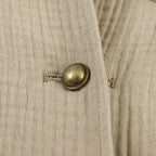 Women lightweight tailored cotton blazer jacket with stand-up collar and decorative button placket Fashion Glam