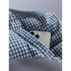 Women's short quilted jacket in check pattern with high stand-up collar and drawstring Fashion Glam