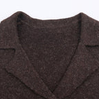 Women's short tailored wool look jacket with lapel collar and decorative floral buttons Fashion Glam