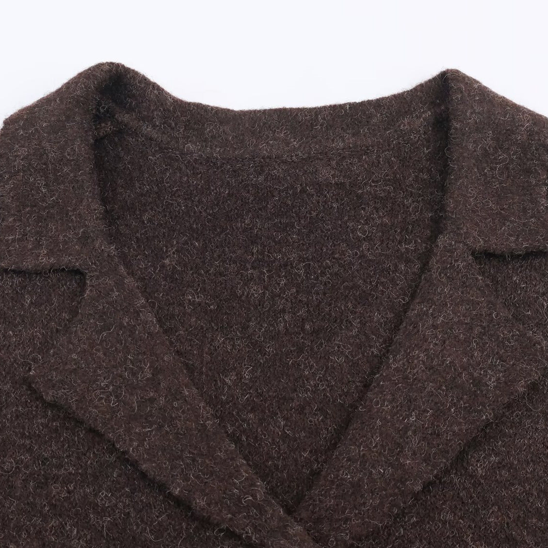 Women's short tailored wool look jacket with lapel collar and decorative floral buttons Fashion Glam