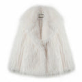 Women's Short Faux Fur Coat with Voluminous Shawl Collar and High Pile Look Fashion Glam