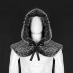 Women's hooded stole made of dense faux fur with tie and shoulder cape Fashion Glam