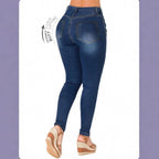 Women's High-Waisted Slim-Fit Jeans with Decorative Front Zippers Fashion Glam