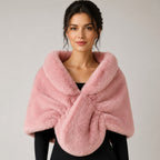 Women Elegant Faux Fur Stole in Capelet Cut Fashion Glam