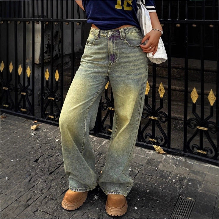 Women's High-Waist Wide Denim Pants with Palazzo Cut Fashion Glam