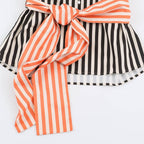 Women Long-Sleeved Shirt Blouse with Contrasting Waist Sash and Wide Cuffs Fashion Glam