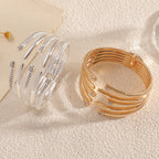 Women's Open Bangle with Modern, Layered Design Fashion Glam