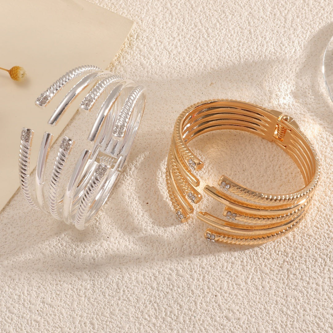 Women's Open Bangle with Modern, Layered Design Fashion Glam