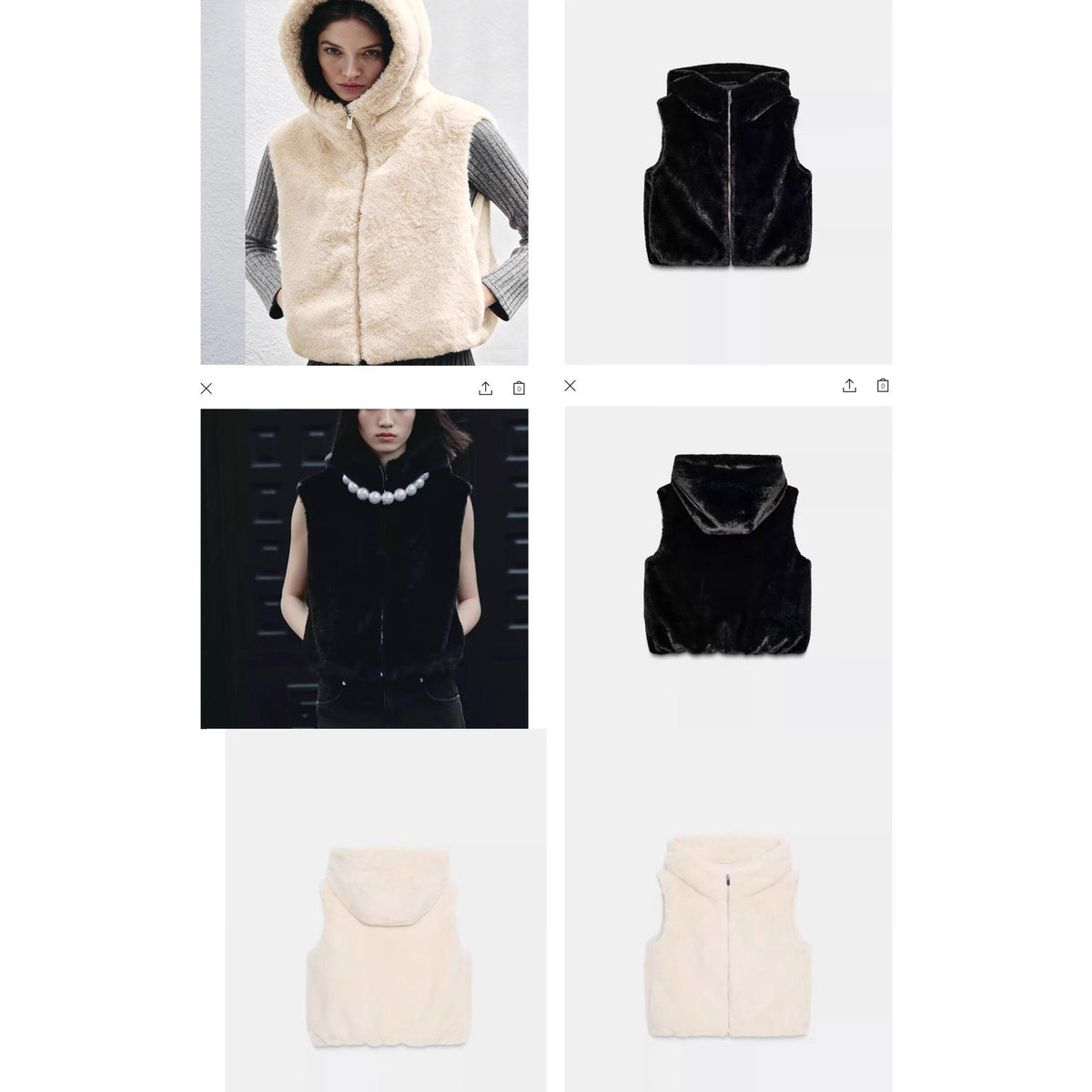 Women’s sleeveless teddy vest with hood and zipper Fashion Glam