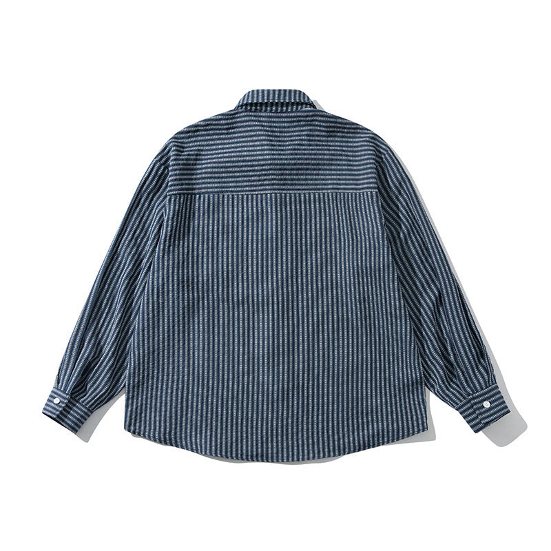 Men's Loose Striped Boxy Shirt made of Cotton Blend with Chest Pocket Fashion Glam