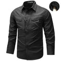 Men's Long Sleeve Outdoor Shirt with Ripstop, Chest Pockets and Zipper Pocket Fashion Glam