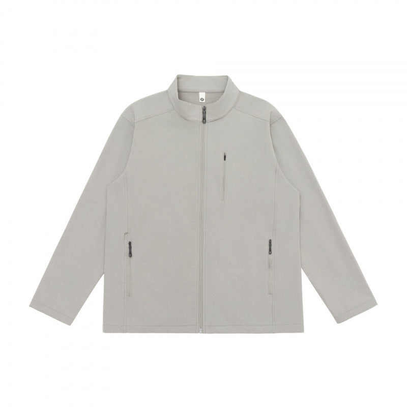Unisex Light Tech-Fleece Zip Jacket with Stand-Up Collar, three Zip Pockets and Straight Cut Fashion Glam