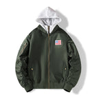 Men's nylon bomber jacket with integrated sweat hood and sleeve utility pocket Fashion Glam