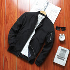 Men's Lightweight Bomber Jacket with Arm Pocket, Zipper and Ribbed Hem Fashion Glam