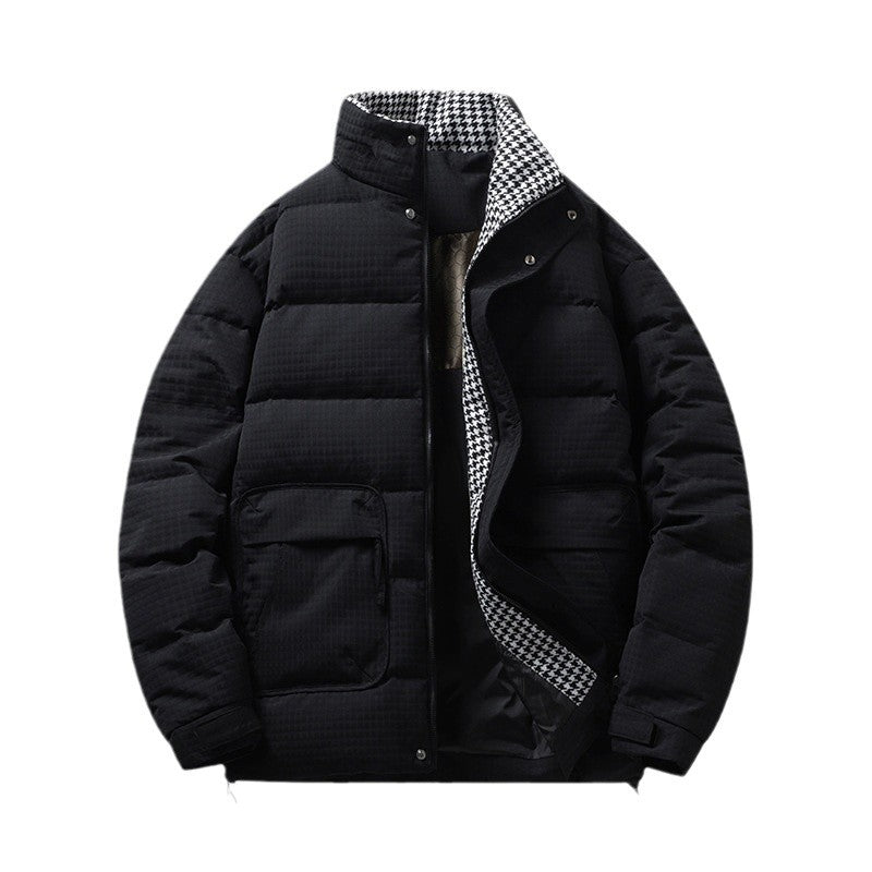 Men's quilted jacket with houndstooth lining and adjustable hem Fashion Glam