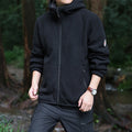 Men's fleece hooded jacket for outdoor with thermal lining, windproof surface and zip pockets Fashion Glam
