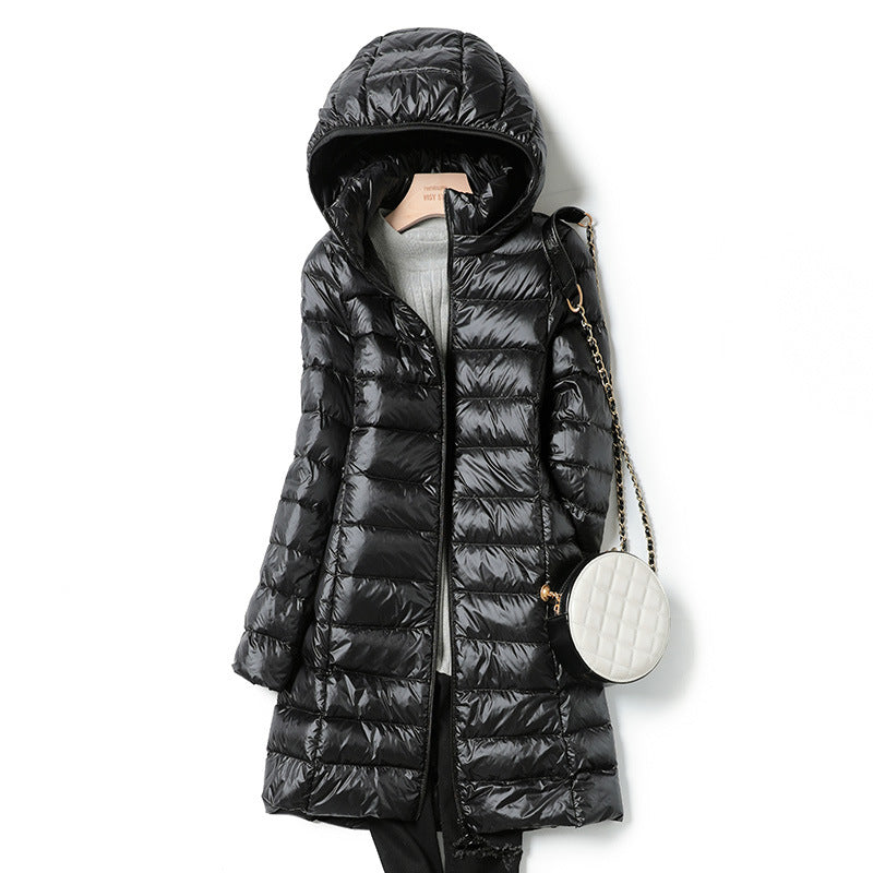 Women's Ultr lightweight Down Jacket with Hood | Fashion Glam